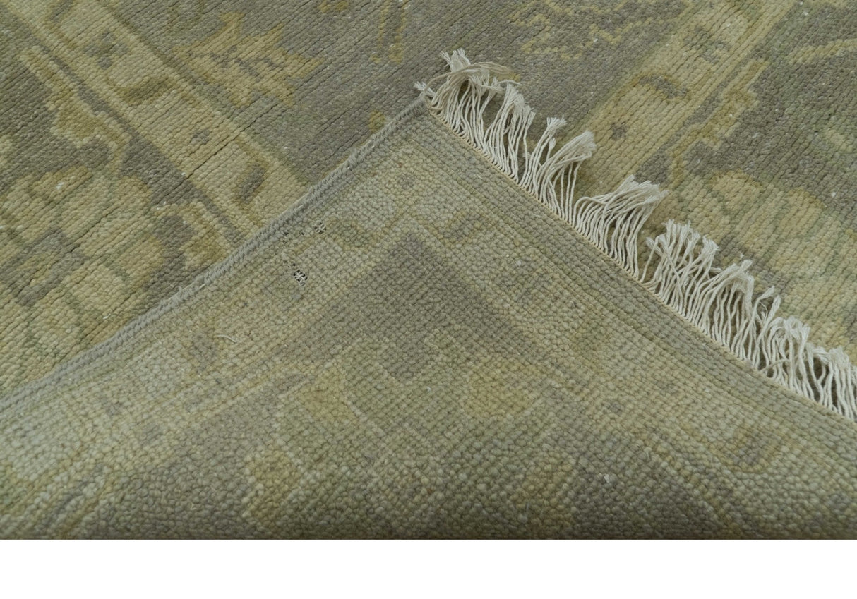 Gray And Beige Traditional Oushak Design Hand Knotted 5.6x8.6 wool area rug