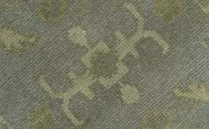 Gray And Beige Traditional Oushak Design Hand Knotted 5.6x8.6 wool area rug