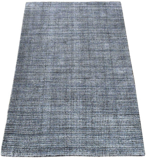 Modern Gray and Black Hand Loom Viscose 5x8 Area Rug