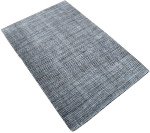 Modern Gray and Black Hand Loom Viscose 5x8 Area Rug