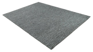 Gray and Charcoal Geometrical Bricks Design Hand carved Texture Hand Knotted 10x14 Wool and Silk Area Rug