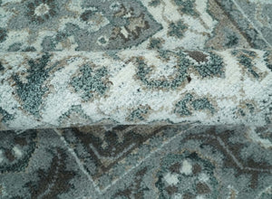 Gray and Ivory Traditional Heriz Hand Knotted 5x8 wool area rug
