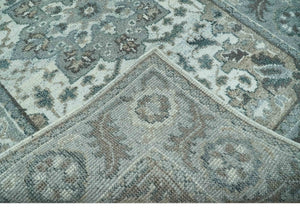 Gray and Ivory Traditional Heriz Hand Knotted 5x8 wool area rug