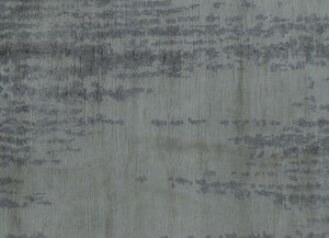 Gray And Silver Modern Abstract Design Hand Knotted Bamboo Silk Area Rug