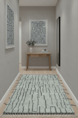 Gray and Taupe Hand Knotted Modern Stripes Deign 5x8 wool area rug