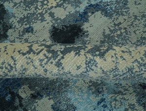 Gray, Blue and Black Modern Abstract 5x8 Hand Knotted wool area rug