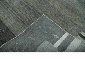 6x8 Gray And Charcoal Striped Wool Hand Woven Southwestern Lori Gabbeh Rug