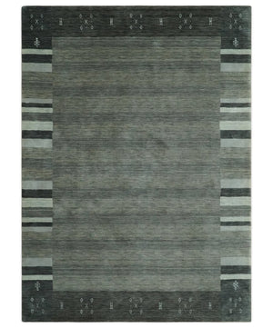 6x8 Gray And Charcoal Striped Wool Hand Woven Southwestern Lori Gabbeh Rug