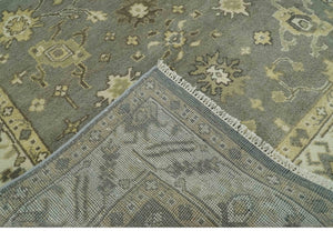 Gray, Ivory and Beige 6x8.8 Hand Knotted Traditional Oushak wool area rug