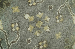 Gray, Ivory and Beige 6x8.8 Hand Knotted Traditional Oushak wool area rug