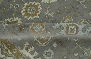 Gray, Ivory and Olive 6x9 Hand Knotted Traditional Oushak wool area rug