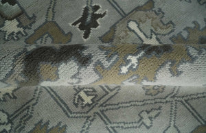Gray, Ivory, Olive and Charcoal Hand Knotted Medallion 8x10 Traditional Oushak wool Area Rug