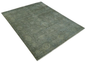 Gray, Silver and Charcoal Hand Knotted antique look Traditional Oushak 8x10 wool area Rug