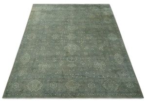 Gray, Silver and Charcoal Hand Knotted antique look Traditional Oushak 8x10 wool area Rug