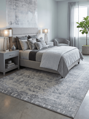 Gray Transitional Style Handmade Bamboo Silk 8x10 Area Rug