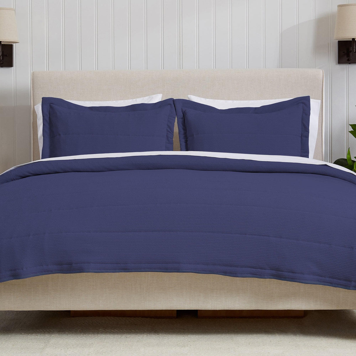 3 Piece Textured Striped Quilt Set - Ellie Collection