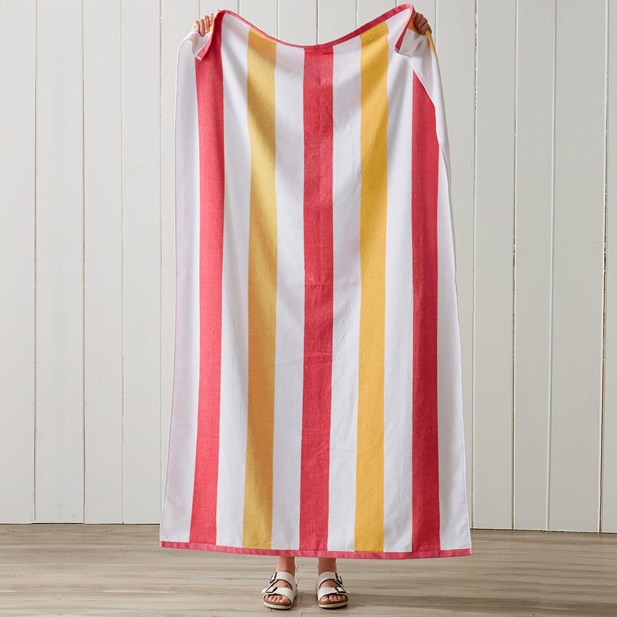 Great Bay Home 4 Pack Cotton Stripe Beach Towel - Sunset Bay Collection 4 Pack 100% Cotton Reversible Cabana Beach Towel | Sunset Bay by Great Bay Home