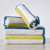 Great Bay Home 30" x 60" / Blue / Yellow 4 Pack Cotton Stripe Beach Towel - Sunset Bay Collection 4 Pack 100% Cotton Reversible Cabana Beach Towel | Sunset Bay by Great Bay Home