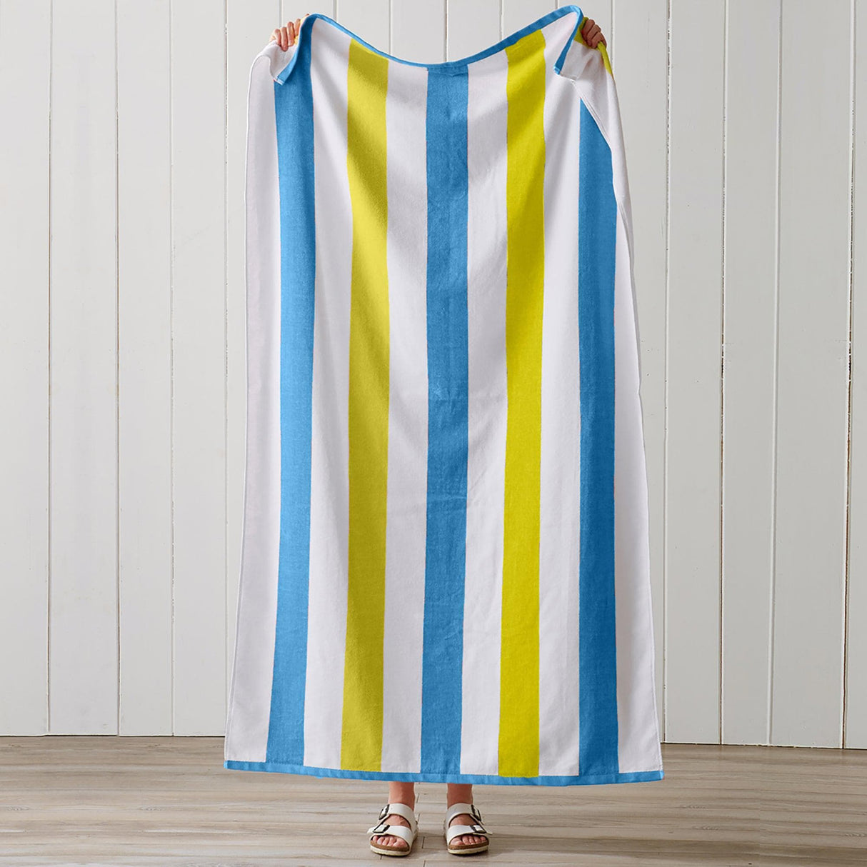 Great Bay Home 4 Pack Cotton Stripe Beach Towel - Sunset Bay Collection 4 Pack 100% Cotton Reversible Cabana Beach Towel | Sunset Bay by Great Bay Home