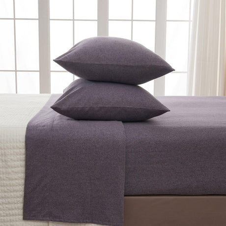 Great Bay Home Full / Heathered Mid Blue 4 Piece Heathered Solid Cotton Flannel Sheet Set | Anders Collection  4 Piece Heathered Solid Cotton Flannel Sheet Set | Anders Collection 