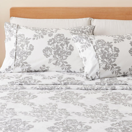 Great Bay Home Queen / Toile - Grey 4 Piece Printed Microfiber Sheet Set | Baylor Collection  4 Piece Printed Microfiber Sheet Set | Baylor Collection 