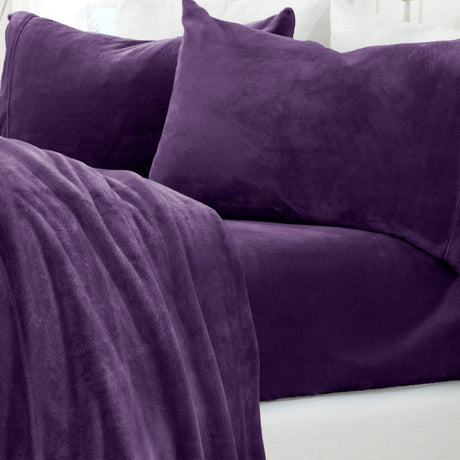 Great Bay Home 4-Piece Solid Jewel-Toned Plush Sheet - Velvet Luxe Collection 4-Piece Solid Jewel-Toned Plush Sheet | Velvet Luxe Collection 