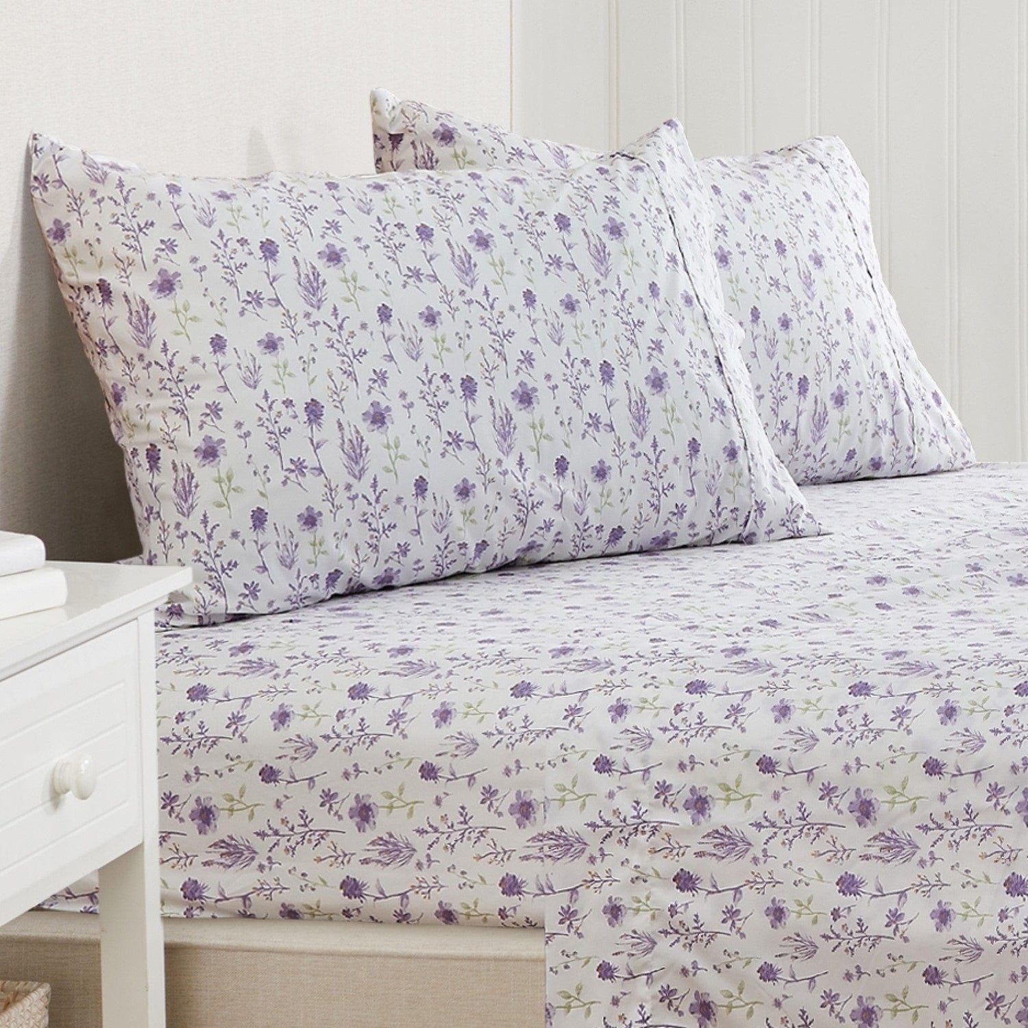 4 Piece Watercolor Floral Microfiber Sheet - Delia Collection