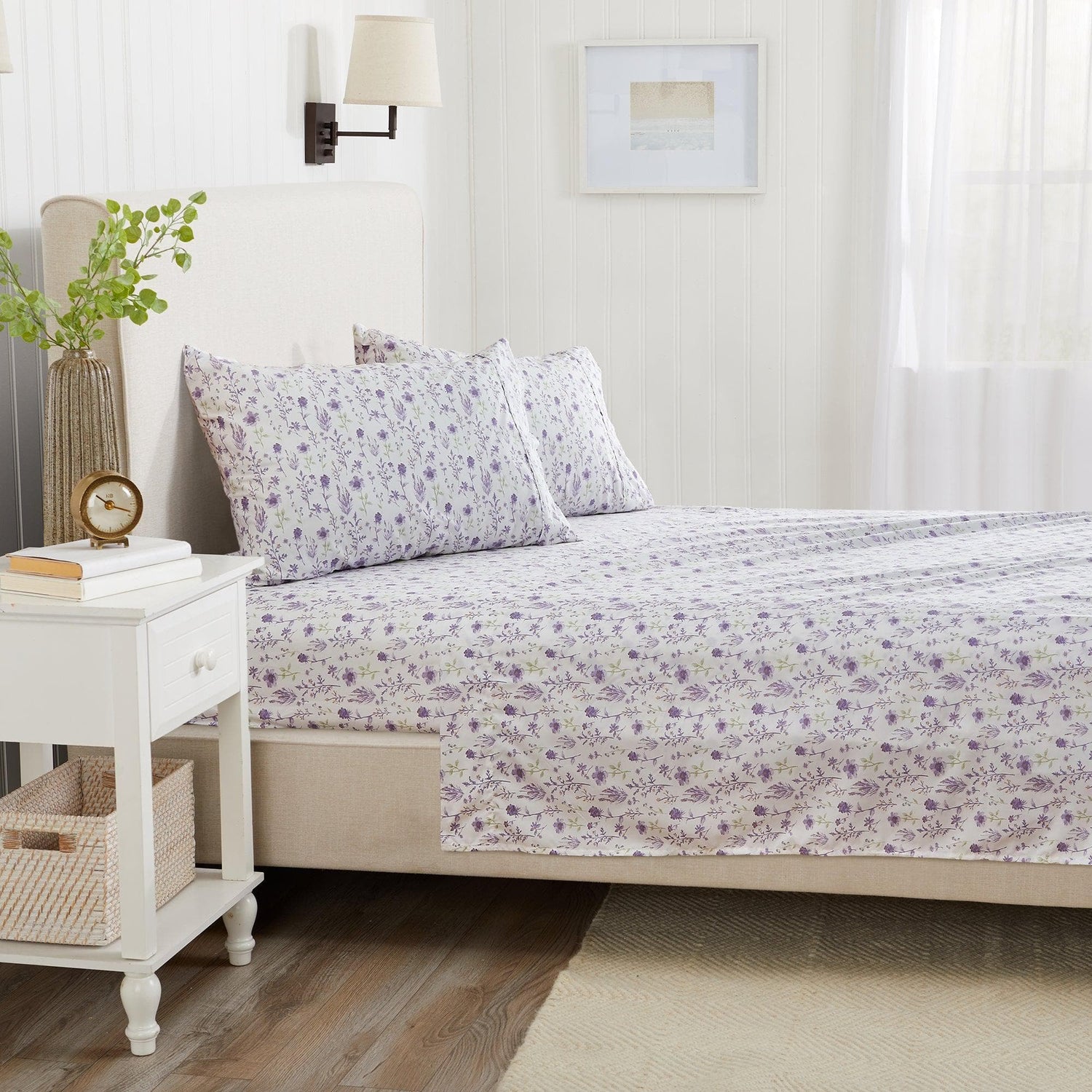 4 Piece Watercolor Floral Microfiber Sheet - Delia Collection