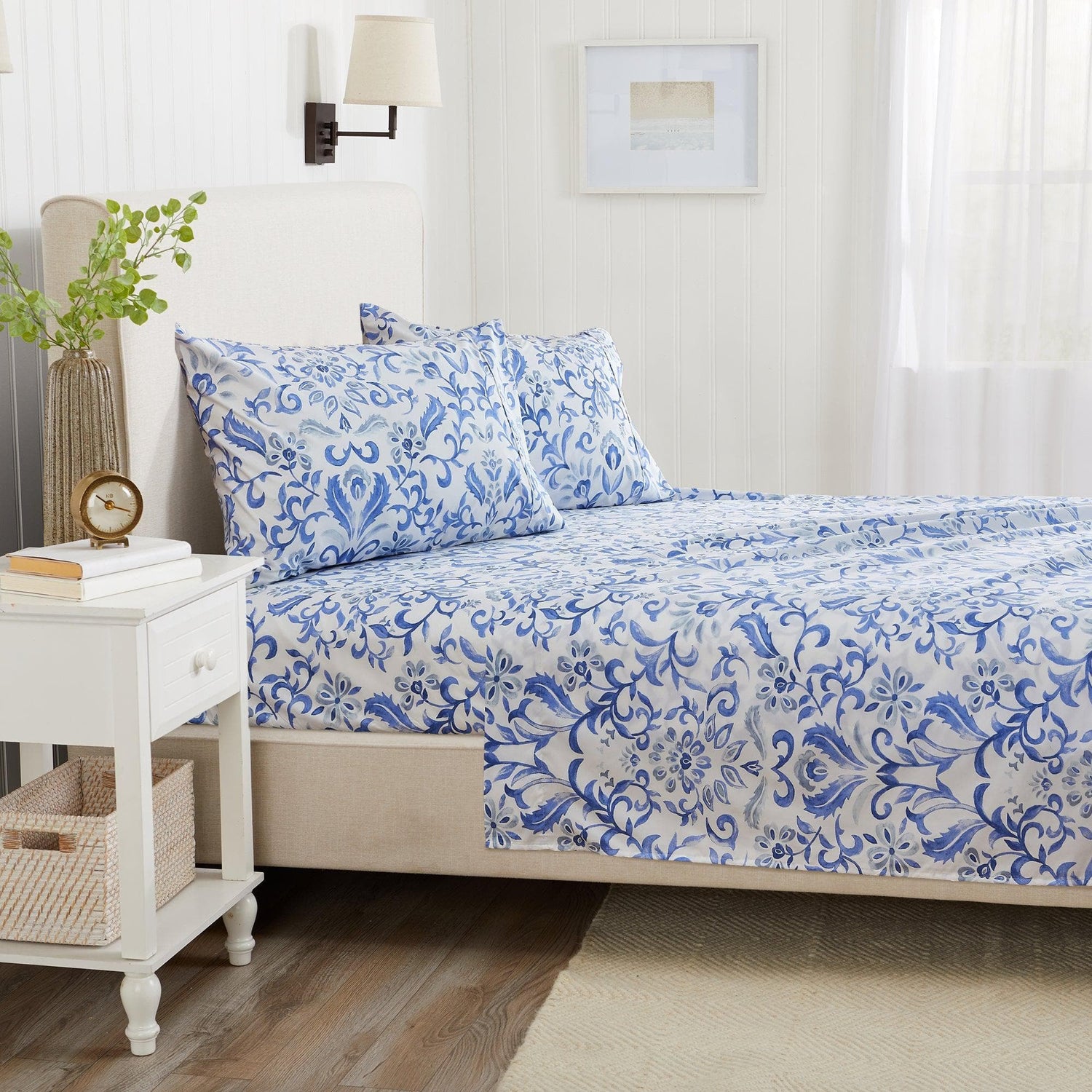 4 Piece Watercolor Floral Microfiber Sheet - Delia Collection