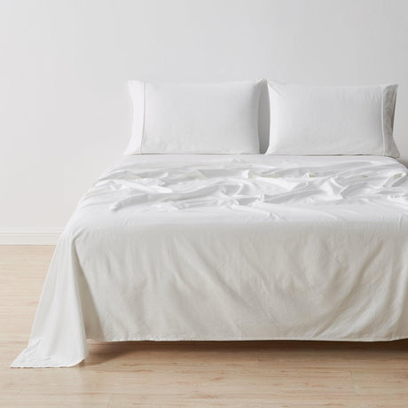 Great Bay Home Bed Sheets King / White 100% Cotton Sateen Sheet Set - Rosalia Collection 100% Cotton Sateen Sheet Set