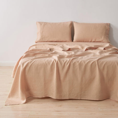 Great Bay Home Bed Sheets Queen / Mocha 100% European Flax Linen Sheet Set 100% European Flax Linen Sheet Set