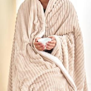 Ribbed Sherpa Throw Blanket - Corduroy Collection