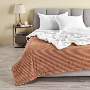 Ribbed Sherpa Throw Blanket - Corduroy Collection