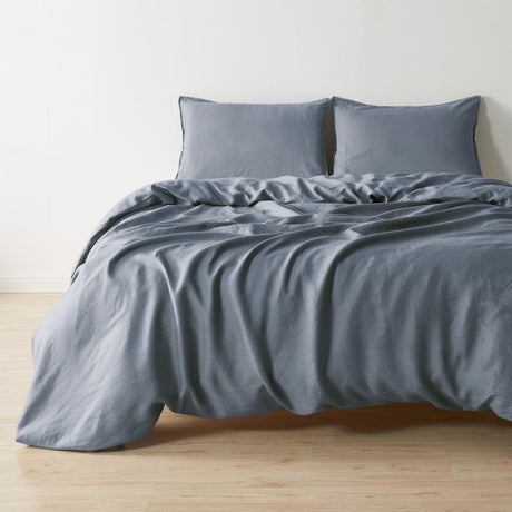 Great Bay Home Duvet King / California King / Slate 100% European Flax Linen Duvet Set 100% European Flax Linen Duvet Set