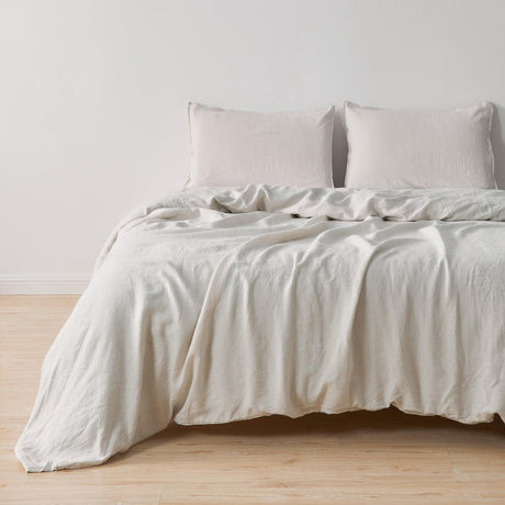 Great Bay Home Duvet Twin / Twin XL / Sand 100% European Flax Linen Duvet Set 100% European Flax Linen Duvet Set