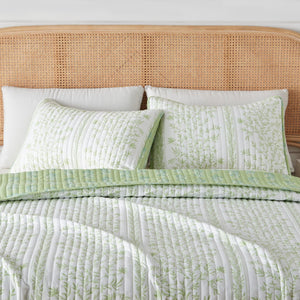 Green Floral Quilt Set - Flora Collection