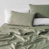 Great Bay Home Pillowcases King / Moss 100% European Flax Linen Pillowcase Set 100% European Flax Linen Pillowcase Set