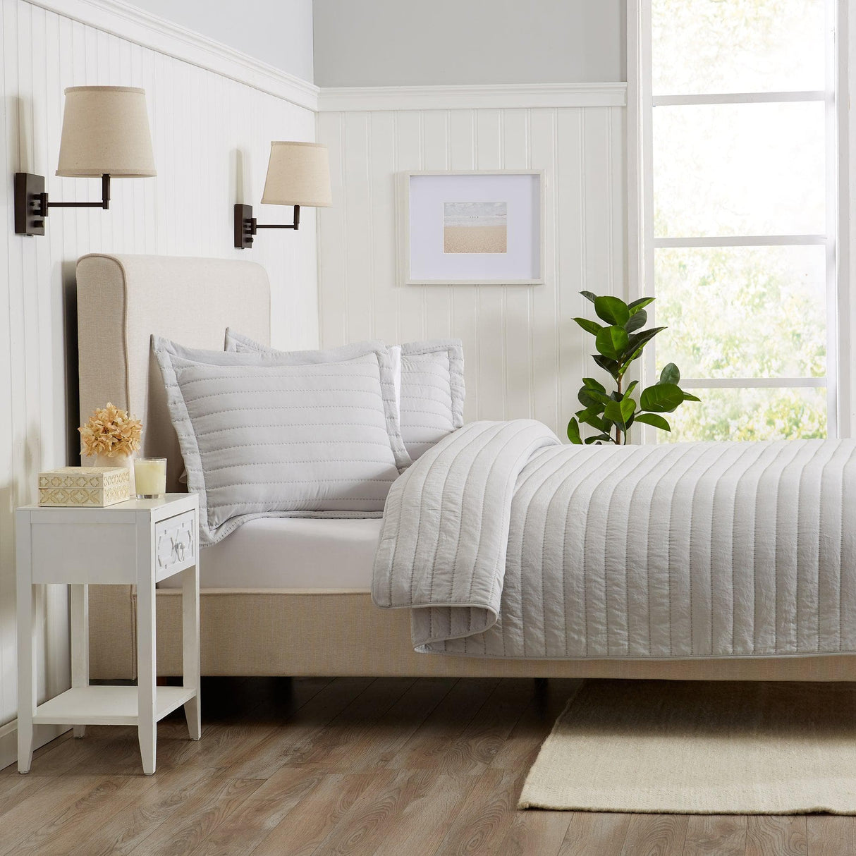 3-Piece Solid Striped Quilt - Virginia Collection