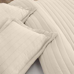 3-Piece Solid Striped Quilt - Virginia Collection