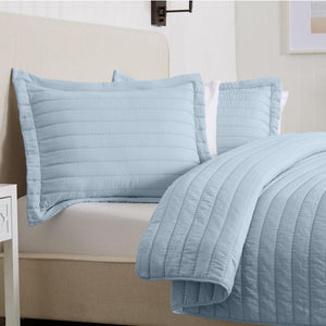 3-Piece Solid Striped Quilt - Virginia Collection