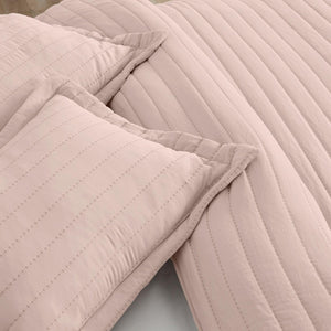 3-Piece Solid Striped Quilt - Virginia Collection