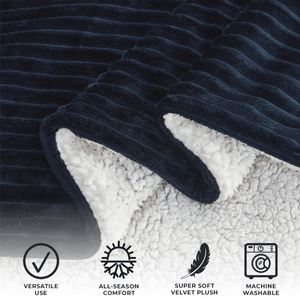 Ribbed Sherpa Throw Blanket - Corduroy Collection