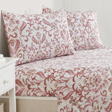 4 Piece Watercolor Floral Microfiber Sheet - Delia Collection