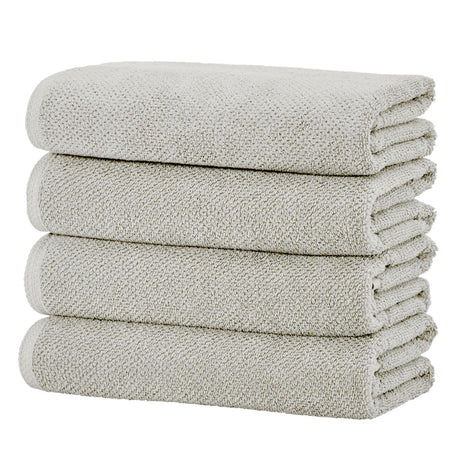 greatbayhome Bath Towels & Washcloths Bath Towel (Pack of 4) / Light Grey Cotton Textured Bath Towel Set - Acacia Collection Cotton Textured Bath Towel Set | Acacia Collection by Great Bay Home