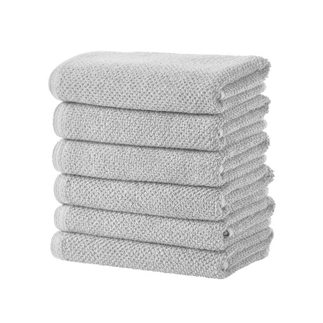greatbayhome Bath Towels & Washcloths Hand Towel (Pack of 6) / Light Grey Cotton Textured Bath Towel Set - Acacia Collection Cotton Textured Bath Towel Set | Acacia Collection by Great Bay Home