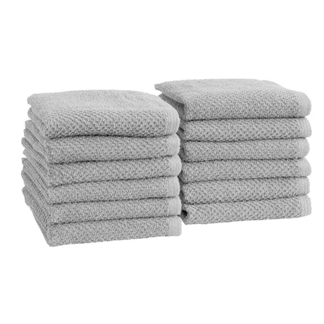 greatbayhome Bath Towels & Washcloths Washcloth (Pack of 12) / Light Grey Cotton Textured Bath Towel Set - Acacia Collection Cotton Textured Bath Towel Set | Acacia Collection by Great Bay Home