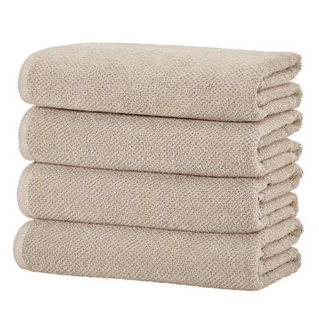 greatbayhome Bath Towels & Washcloths Bath Towel (Pack of 4) / Taupe Cotton Textured Bath Towel Set - Acacia Collection Cotton Textured Bath Towel Set | Acacia Collection by Great Bay Home