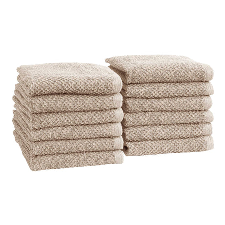 greatbayhome Bath Towels & Washcloths Washcloth (Pack of 12) / Taupe Cotton Textured Bath Towel Set - Acacia Collection Cotton Textured Bath Towel Set | Acacia Collection by Great Bay Home
