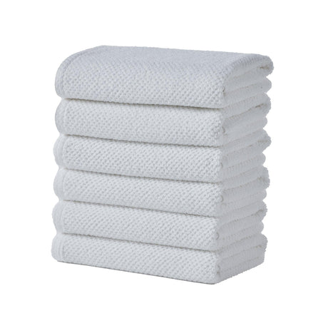 greatbayhome Bath Towels & Washcloths Hand Towel (Pack of 6) / Optic White Cotton Textured Bath Towel Set - Acacia Collection Cotton Textured Bath Towel Set | Acacia Collection by Great Bay Home