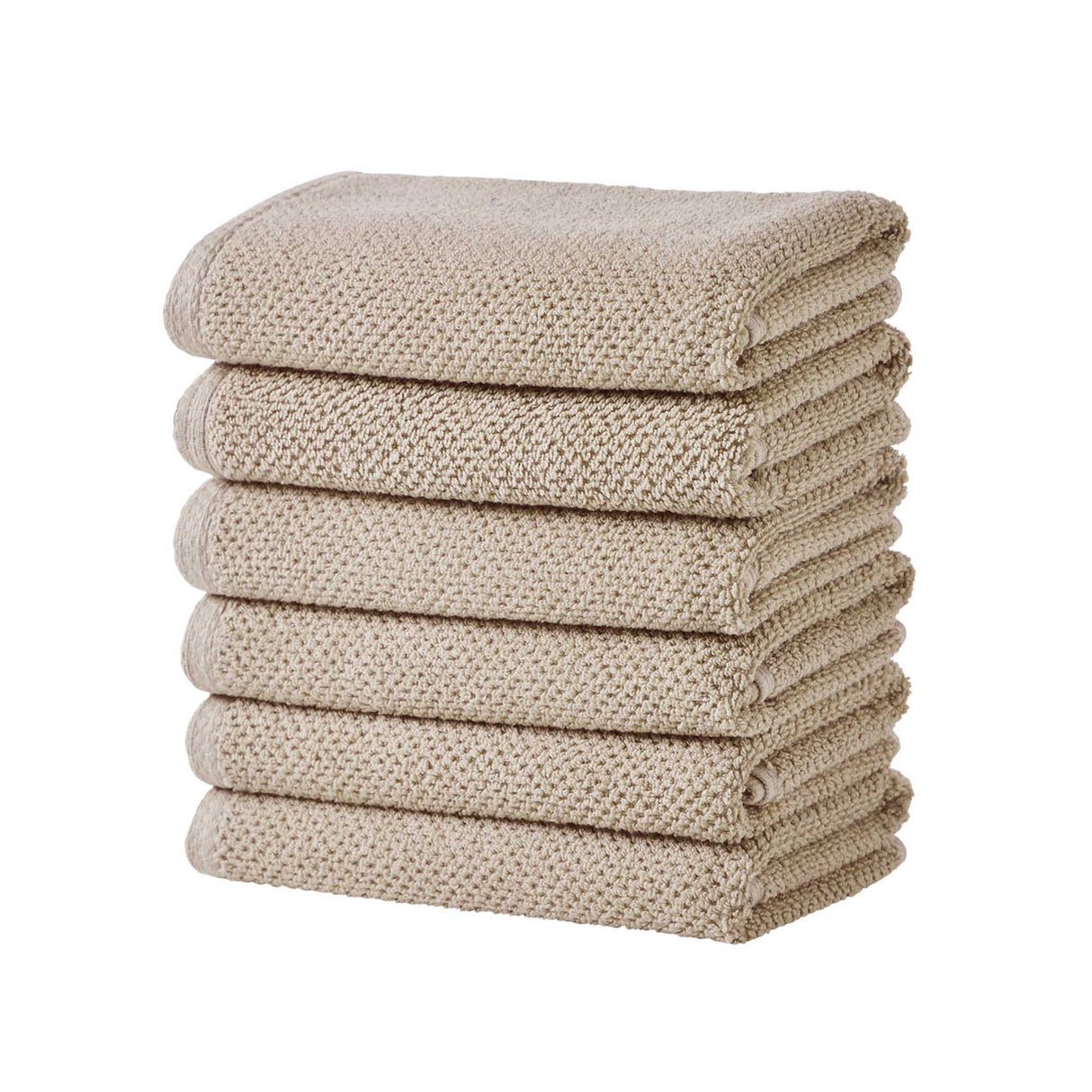 greatbayhome Bath Towels & Washcloths Hand Towel (Pack of 6) / Taupe Cotton Textured Bath Towel Set - Acacia Collection Cotton Textured Bath Towel Set | Acacia Collection by Great Bay Home